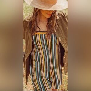 Zara Bohemian, Boho, Romper Multicolor Striped Comfortable  NWOT Size L